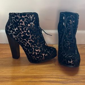 Call it Spring Velvet Skull Bootie